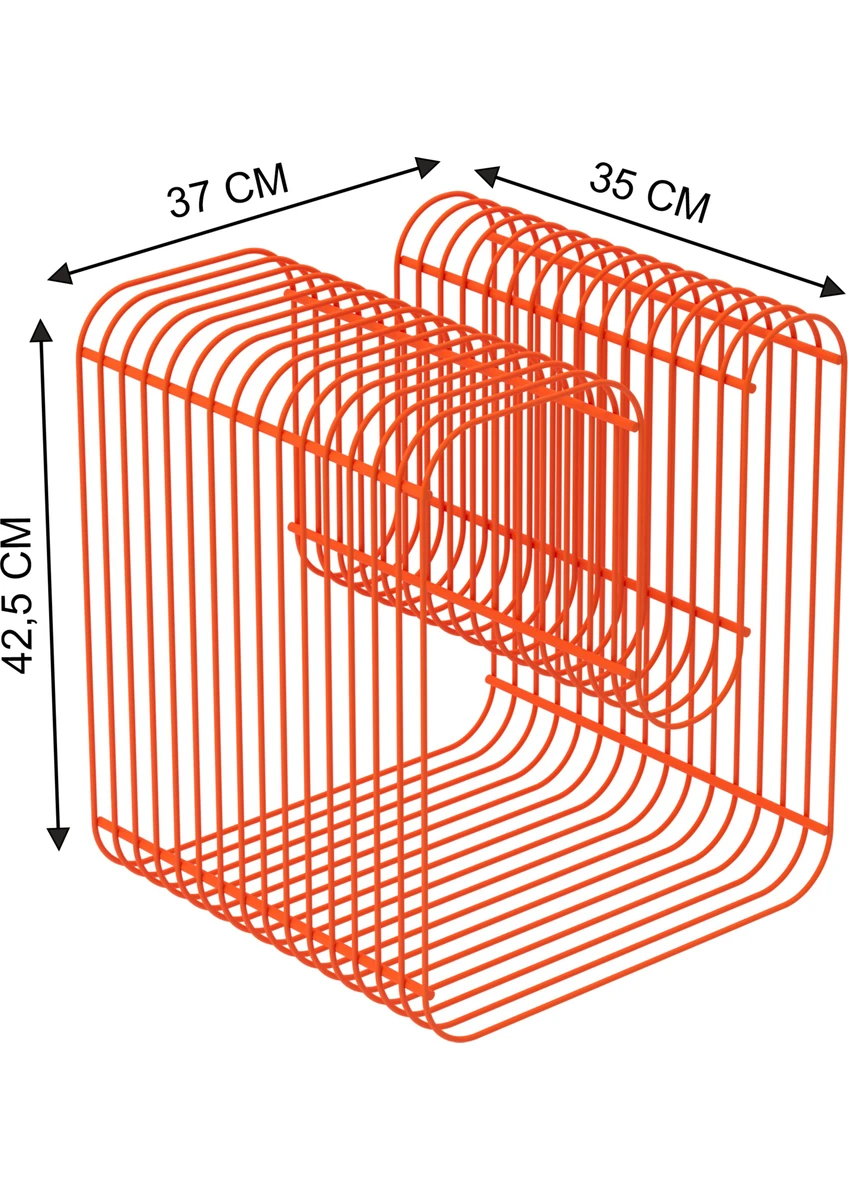 Turuncu Tel Metal Tasarımlı Modern Paslanmaz Yan Sehpa, Dekoratif Metal Sehpa